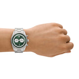 Emporio Armani Racer Chronograph Gents Green Dial Silver Tone Watch