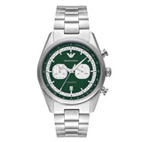 Emporio Armani Racer Chronograph Gents Green Dial Silver Tone Watch