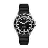 Emporio Armani Sea Explorer Automatic Gents Black Dia Silicone Strap Watch