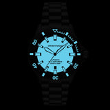 Emporio Armani Sea Explorer watch glowing turquoise dial with luminous markers in dark – AR60084