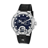 Aigner Taviano Men's Blue Dial Black Leather Strap Watch