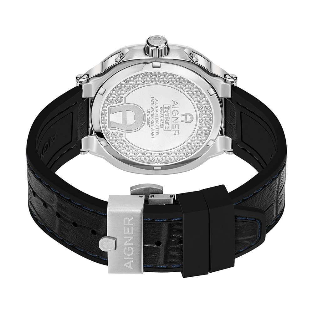Aigner Taviano Men's Blue Dial Black Leather Strap Watch – Bluesalon.com