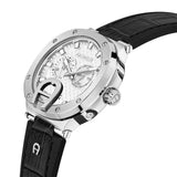Aigner Taviano Men's Silver Dial & Case With Black Leather Strap Watch