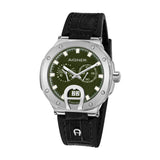 Aigner Taviano Men's Green Dial Black Leather Strap Watch