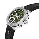 Aigner Taviano Men's Green Dial Black Leather Strap Watch