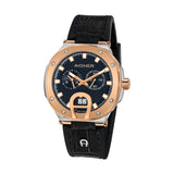 Aigner Taviano Men's Blue Dial Rose Gold Case Black Leather Strap Watch