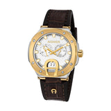 Aigner Taviano Men's Silver Dial Stainless Steel/Gold Plated Case With Brown Leather Strap WAtch
