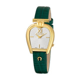 Aigner Sassari Women's Golden Case with White Dial And Green Leather Strap Watch