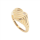 Les Nereides Ripple effect heart and cubic zirconia signet Ring
