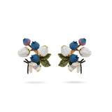Les Nereides Blueberry White Flower and Firefly Post Earrings