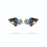Les Nereides Blueberry and Round Cut Stone Post Earrings