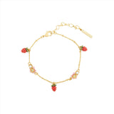 Les Nereides  Wild strawberry and pink flower charm Bracelet
