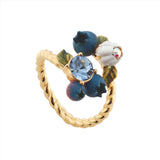 Les Nereides Blueberry and round stone adjustable Ring