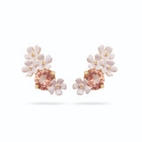 Les Nereides Verbena Flower and Round Stone Post Earrings