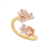 Les Nereides Verbena flower and round stone adjustable Ring
