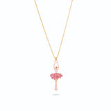 Les Nereides Ballerina and Enameled Flower Bouquet Pendant Necklace