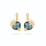 Les Nereides Gold Stars and Square Stone Sleeper Earrings