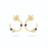 Les Nereides Gold Stars and Midnight Blue Stone Post Hoop Earrings