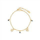 Les Nereides Gold Star and Midnight Blue Stone Charm Bracelet
