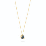 Les Nereides Gold stars and Square Blue Stone Pendant Necklace