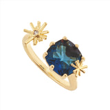 Les Nereides Gold stars and square stone adjustable Ring