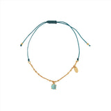 Les Nereides Garnet Blue Silk Bracelet