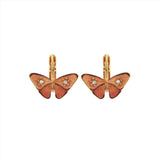 Les Nereides Enameled Butterfly and Stone Sleeper Earrings