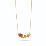 Les Nereides Butterfly and Enameled Flower Necklace