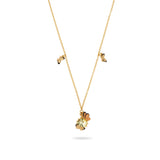 Les Nereides Enameled Butterfly and Round Stone Pendant Necklace