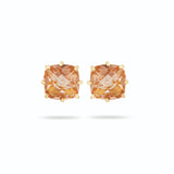 Les Nereides Apricot Peach Diamantine Square Stone Post Earrings