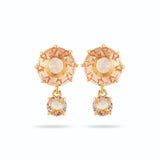 Les Nereides Apricot Peach Diamantine 2 Round Stone Post Earrings