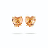 Les Nereides Apricot Peach Diamantine Heart Post Earrings