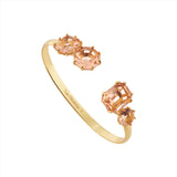 Les Nereides  Apricot Peach Diamantine 4 Stones Cuff Bracelet, Large