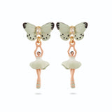 Les Nereides Mini Ballerina and Aqua Green Butterfly Post Earrings
