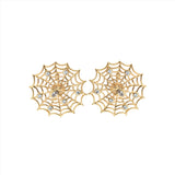 Les Nereides Golden Spider web and Crsytal Post Earrings