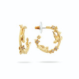 Les Nereides Golden Bird Flower and Crystal Post Earrings