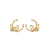 Les Nereides Golden butterfly and crsytal post Earrings