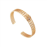 Les Nereides Open work Enamel Spider and Crystal Cuff Bracelet