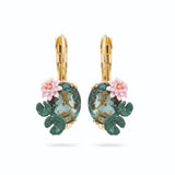 Les Nereides Lotus Flower and Blue Stone Sleeper Earrings