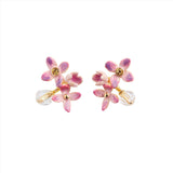 Les Nereides Lilac glower and cut glass bead post Earrings