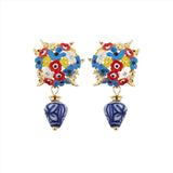 Les Nereides Flower bouquet and ceramic bead post Earrings