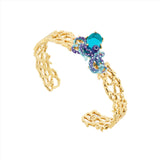 Les Nereides Blue Octopus and Blue Cut Glass Stone Bangle Bracelet