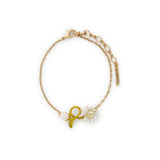 Les Nereides White And Green Daisy Fine Bracelet With Mother Of Pearl Bead