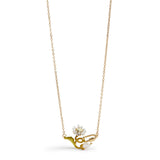Les Nereides Fine Necklace With White And Green Daisy, Mother Of Pearl Bead And Carabiner