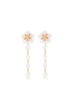 Les Nereides White Cherry Blossom Dangle Post Earrings