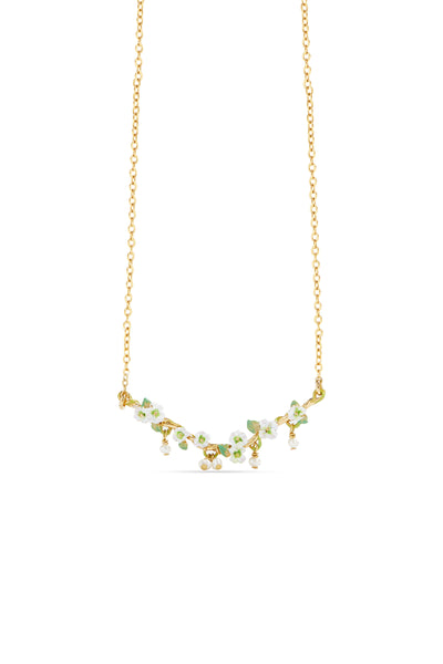 Les Nereides White Hollyhocks And Mother Of Pearl Beads Gold-Plated Statement Necklace