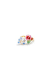 Les Nereides Hydrangea Flower And Round Faceted Glass Stone Adjustable Ring