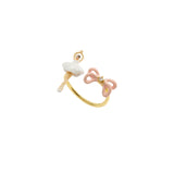 Les Nereides Mini Ballerina And Pink Bow Adjustable Ring