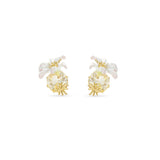 Les Nereides Round Faceted Stone Earrings And White Lily