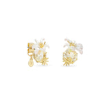 Les Nereides Round Faceted Stone Earrings And White Lily